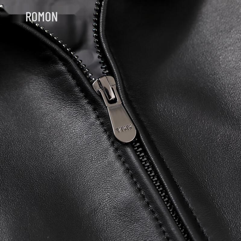 Luomeng Men's Genuine Sheepskin Stand Collar Leather Jacket