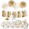 Gold & Grey Birthday Balloon Set with Tassel and Flag Decorations