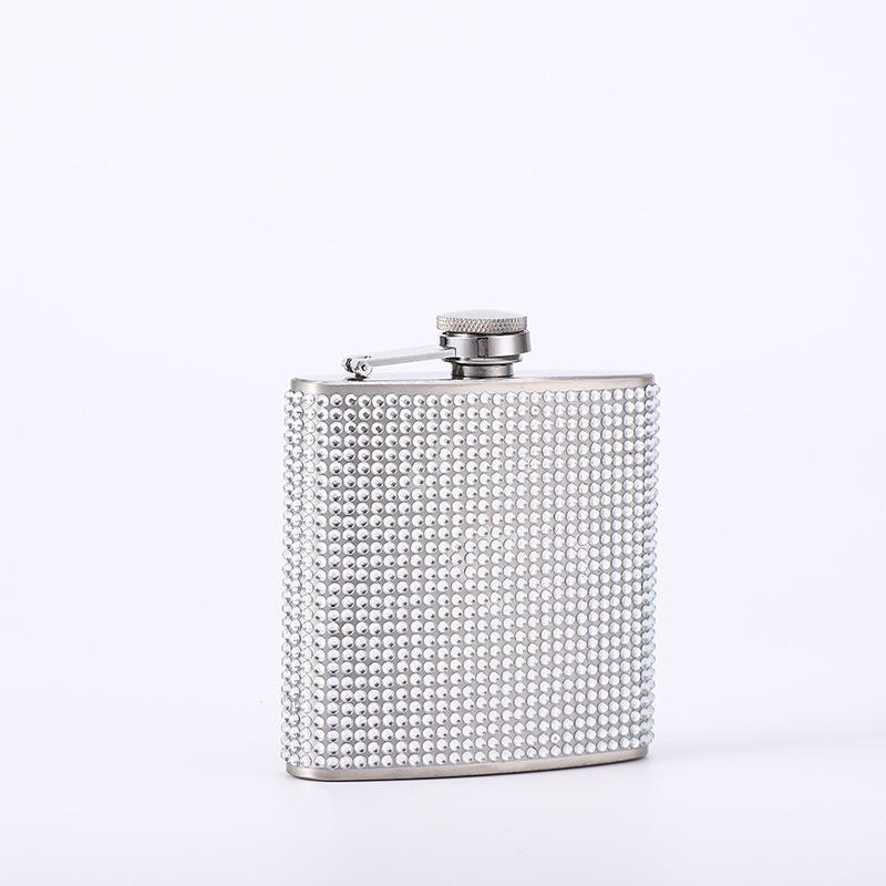 

6oz Bling Hip Flask for Women Diamond Hip Flasks Glitter Stainless Steel Leakproof Hip Flasks For Wine Whiskey Liquor JT424 срібний