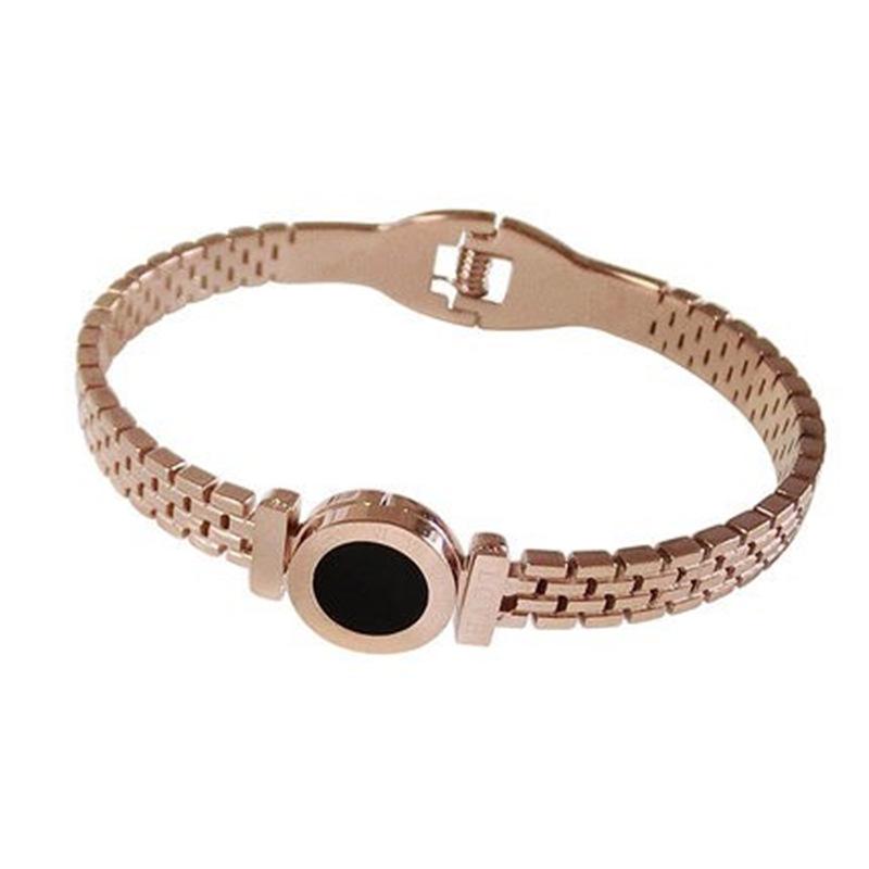 Rose Gold Roman Numeral Titanium Steel Bracelet for Women – Elegant, Versatile & Vintage European-American Style