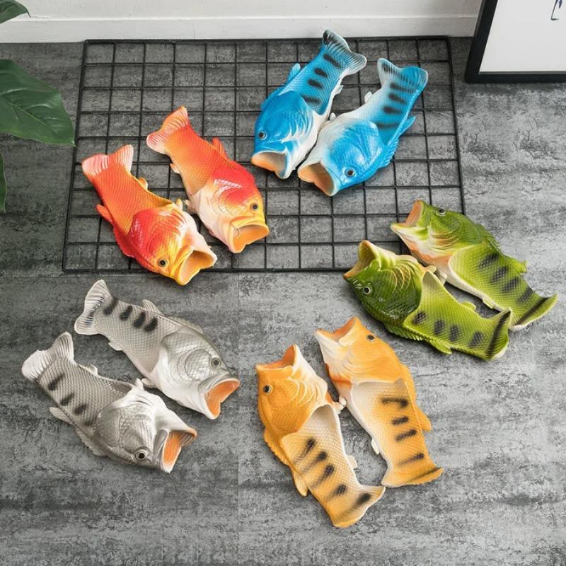Soleist Funny Slippers Man Footwear Family Shoes Parent-child Sandals Plus Size 24-47 Summer Beach Shoes Boys Unisex Fish Slippers 2021