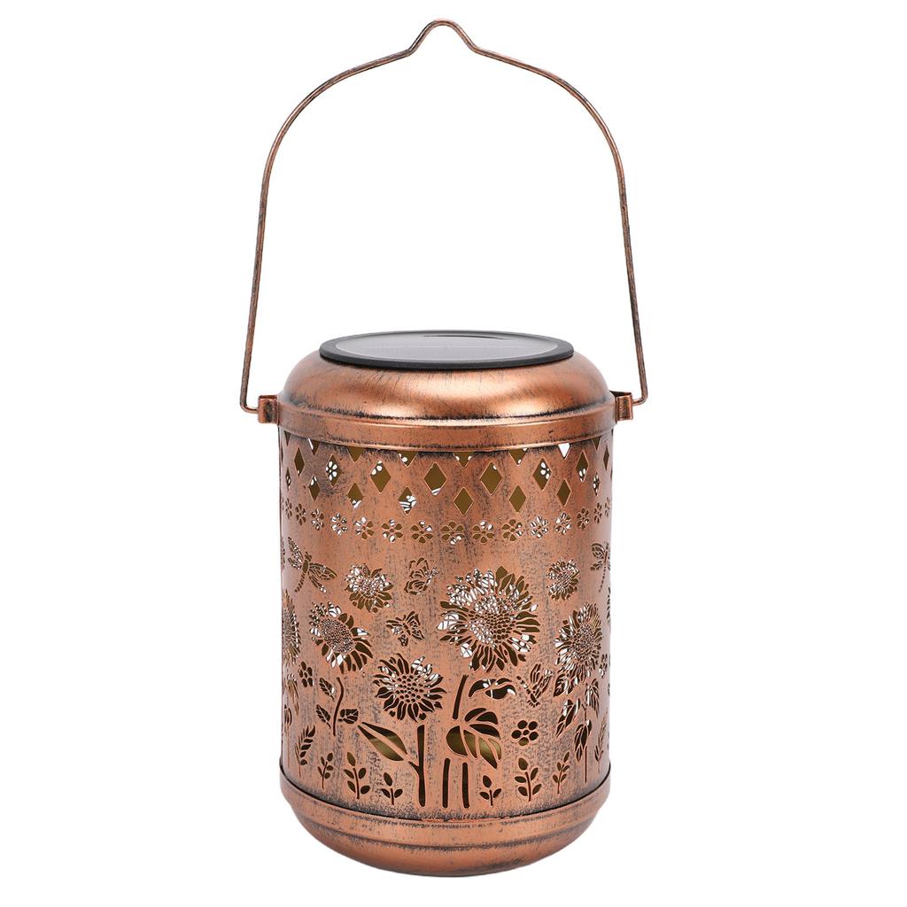 Solar Lantern Retro IP65 Water Proof LED Metal Hanging Solar Light for Outdoor Garden Decor Sunflower