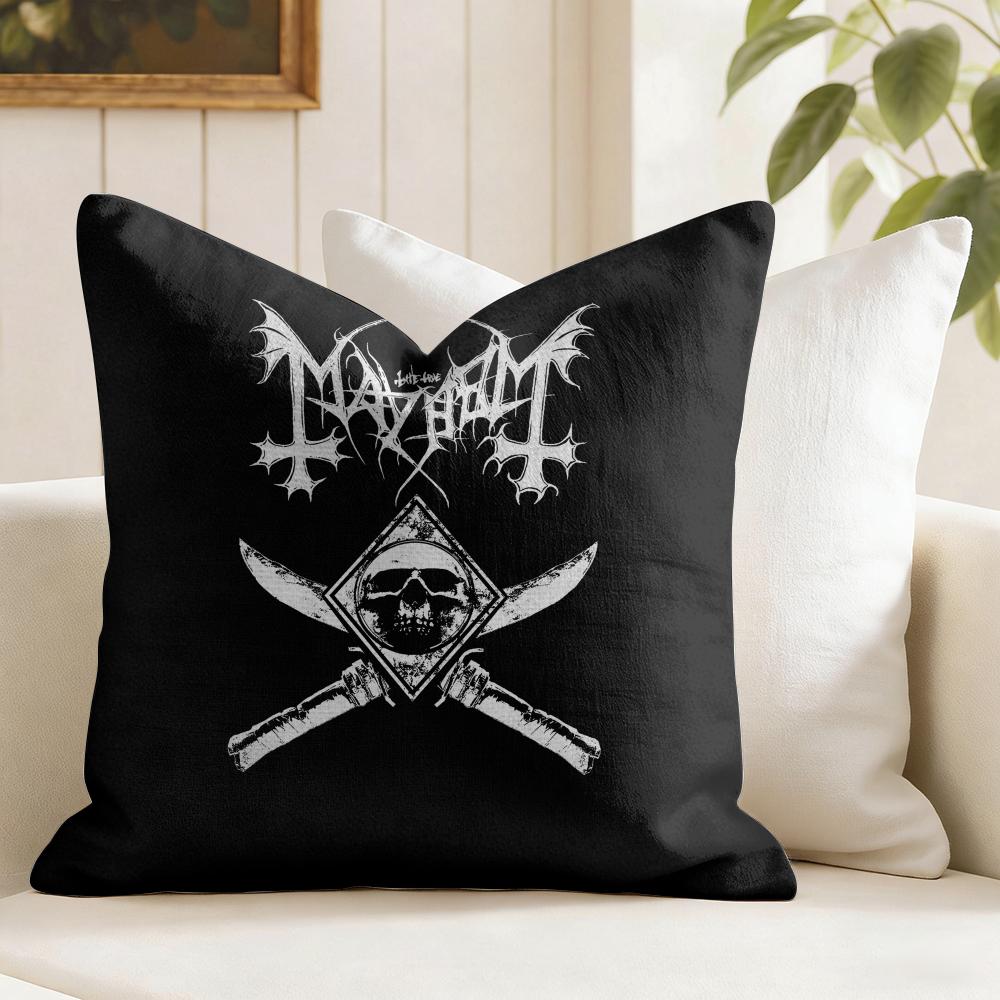 MMayhem Band Cushion Cover Eco Linen Pillow Case DoubleSided Print Breathable Durable Zipper Home Decor Gift