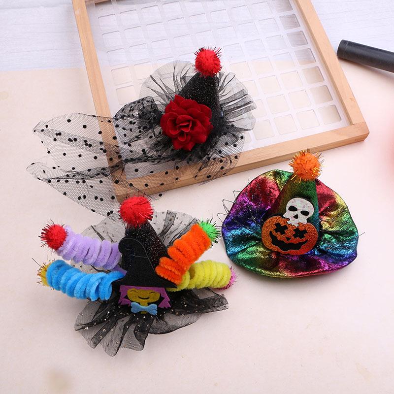 Halloween Pumpkin & Witch Hat Hair Clips for Kids - Skeleton Pipe Cleaners & DIY Headband Accessories