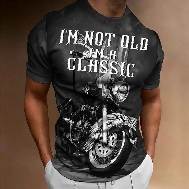 Hot selling men's summer motorcycle racing letter print comfortable and breathable round neck T-shirt outdoor street fashion top