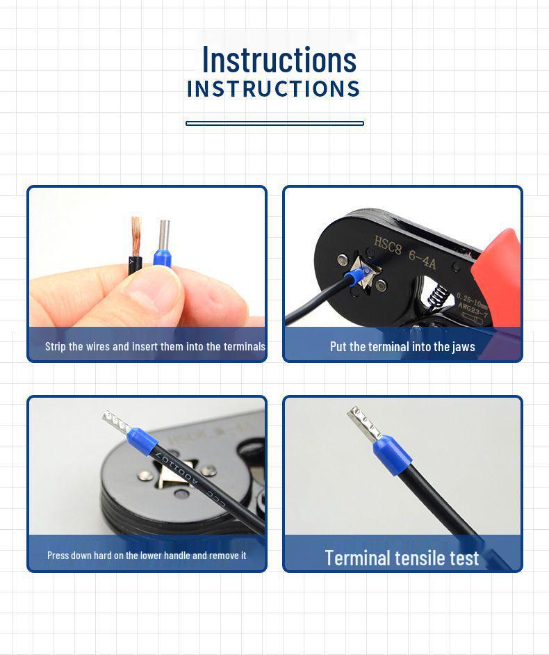 High Carbon Steel Insulated Crimping Pliers for Cold Press Terminals