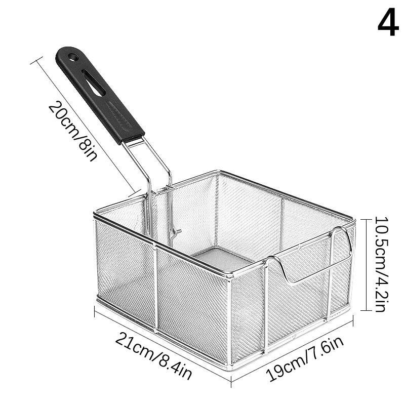 Stainless Steel Fryer Screen French Fries Frame Square Filter Net Encrypt Colander Strainers Shaped Frying Fried Mesh Basket