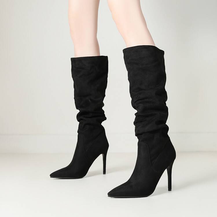 High Heel Boots Women's New Autumn Pointed Leopard Print Skinny Elastic Boots Long Boots Thin Heel High Boots