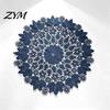 Heat Insulating Coasters Round Lace Doily, Dark Blue Floral Placemat, Embroidered Table Decorative Centerpieces Mat, Heat-resistant Doilies
