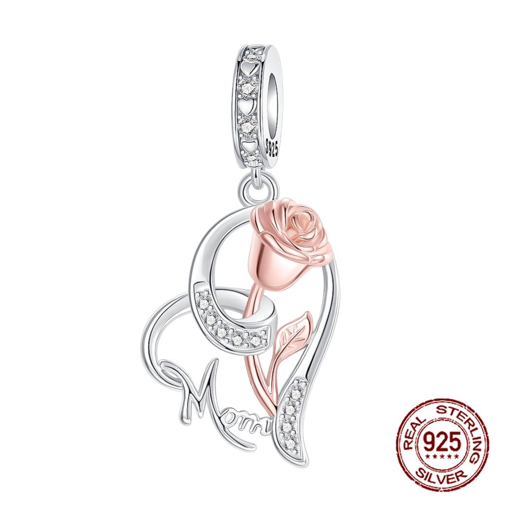 Copper Heart Shaped Daughter Mom Charm Beads Fit 4Mm Hole Diameter Bracelets Fine Diy Mother'S Day Jewelry Gift