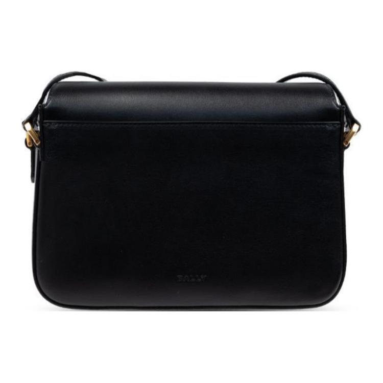 Bally Logo Embossed Leather Shoulder Crossbody Bag Women Bags Black 6308690