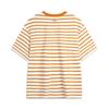 Li-Ning Weekend Youth Striped Crew Neck Casual Loose Short Sleeve Comfortable Soft T-Shirt Unisex Tops Off-White Burnt-Orange AHSU659-1