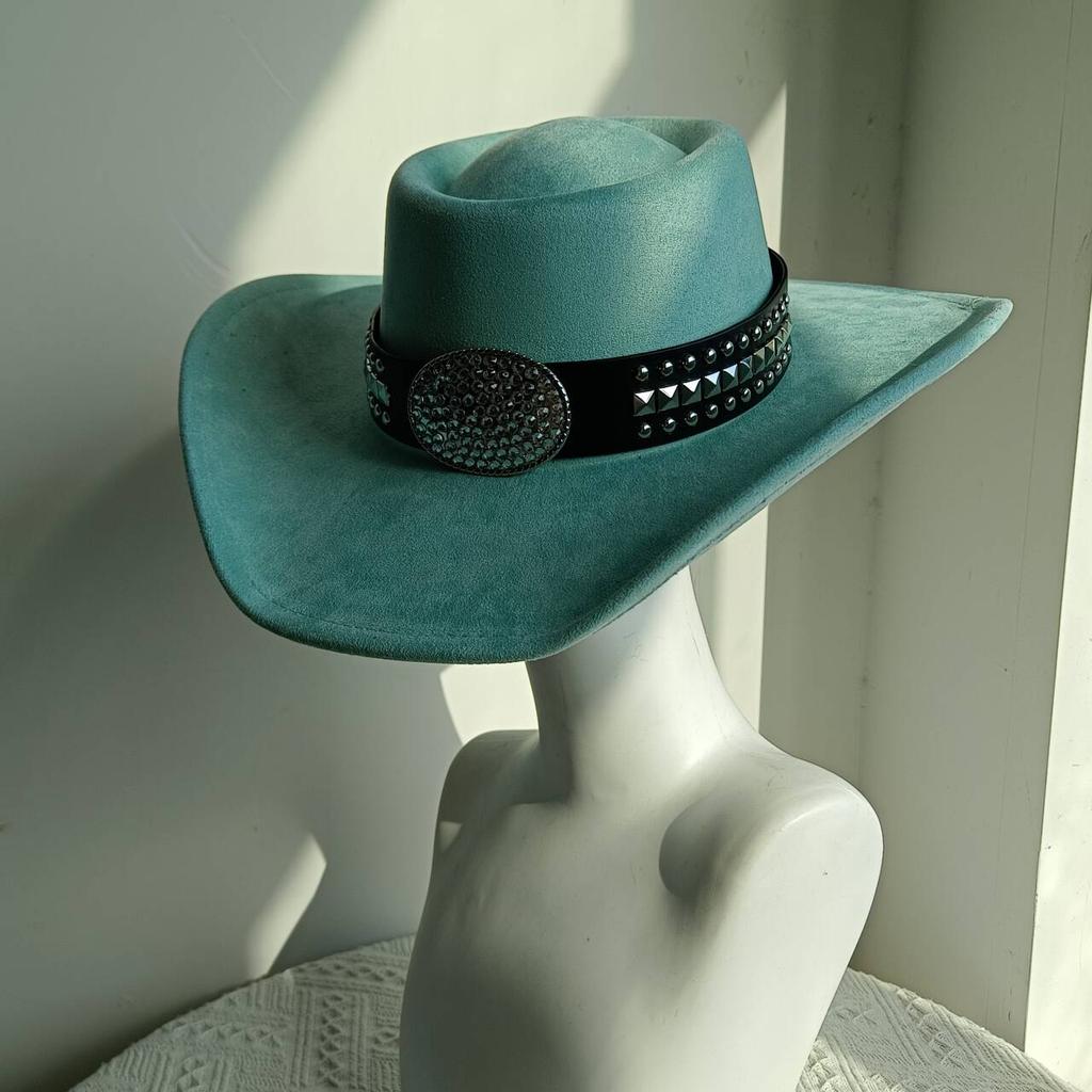Cappello fedora western cowboy classico con top concavo convesso in camoscio a tesa larga uomo e donna cappello da cowboy moda festa cappello a tesa larga cowgirl