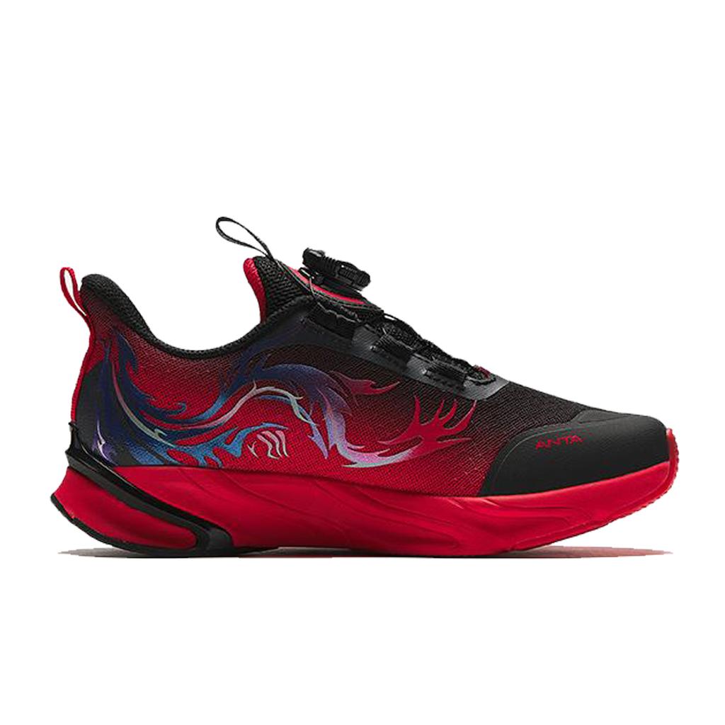 Anta Kids Red Flame 4.0 Fabric Running Series Versatile Comfortable Low-Top Running Shoes Kids Sneaker Black Hot-Red 312415511I-5