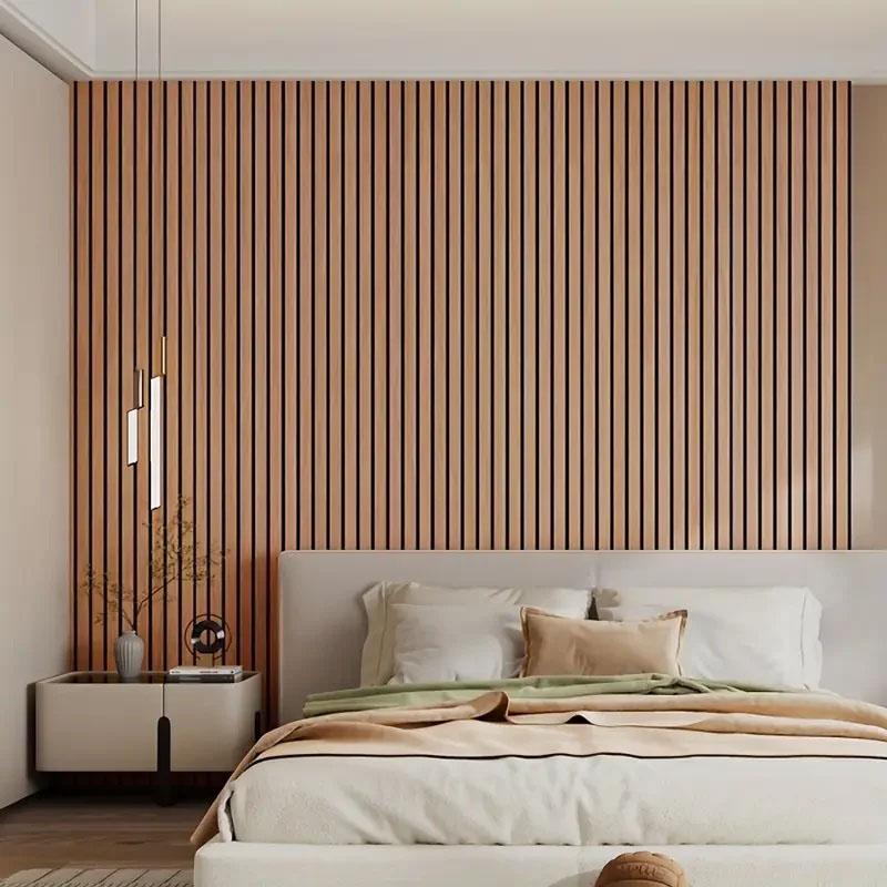Self Adhesive Grille Wallpaper3D Fluted Wall Panel Sticker, Peel and Stick PVC Wallpaper for Living Room TV Background, Bedroom Wall Decor