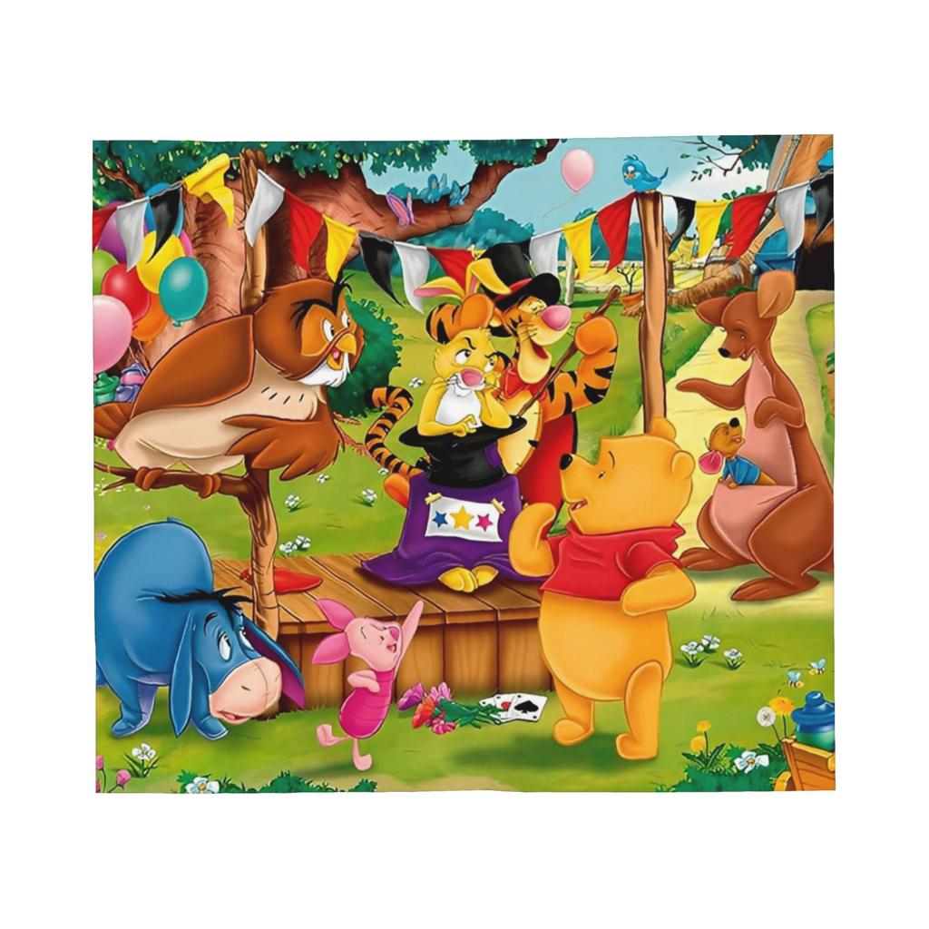 Happy Birthday Flannel Blanket Winnie The Pooh Creative Throw Blanket for Home 150*125cm Rug Piece
