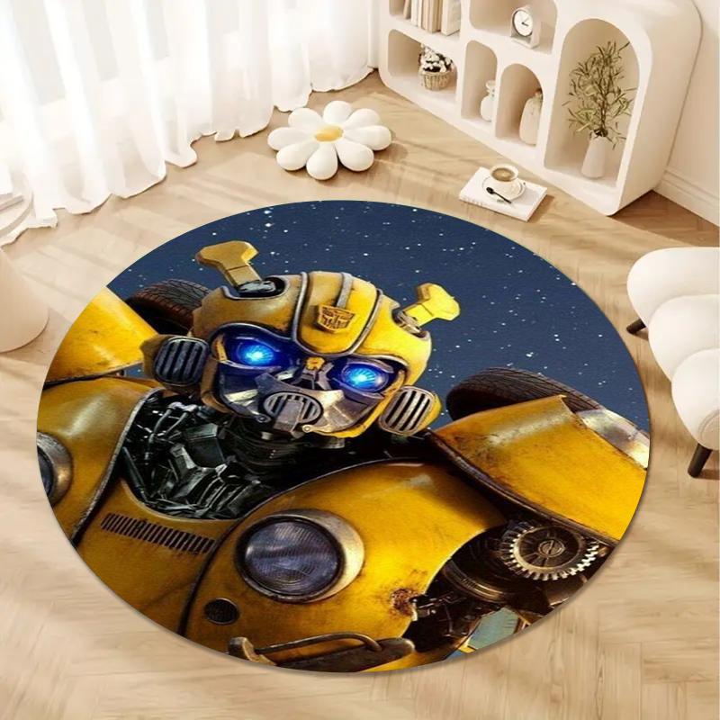 Bumblebee Transformers Round Area Rug,Carpet Rug for Living Room Bedroom Sofa Playroom Decor,Non-slip Floor Mat43