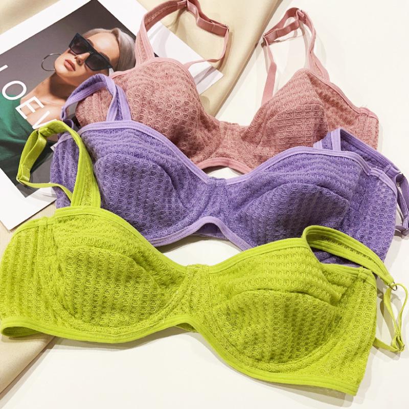 Şeker Renk iç çamaşırı seti Kadınlar için Yaz Ultra Ince Push Up Sütyen Seti Fransız Seksi Bralette Dantel Kumaş Nefes Sütyen Tanga Setleri