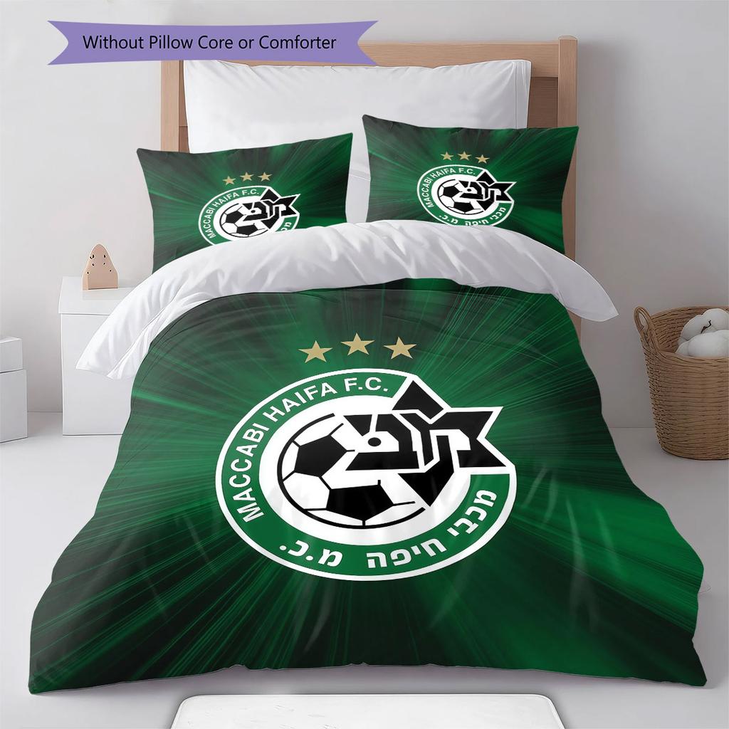 Maccabi Haifa FC Pattern Bedding Home Decoration Birthday Gift ( 1 duvet cover + 2 pillowcase, without core),fan merchandise.