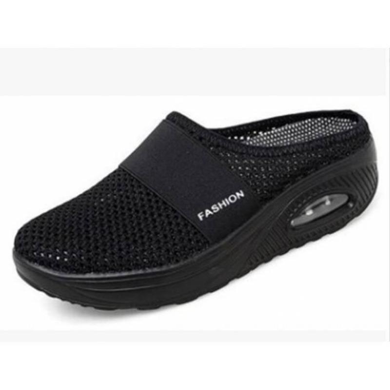 Coarse net summer new lazy one-pedal bag head mesh slippers women's simple wedge heel drag