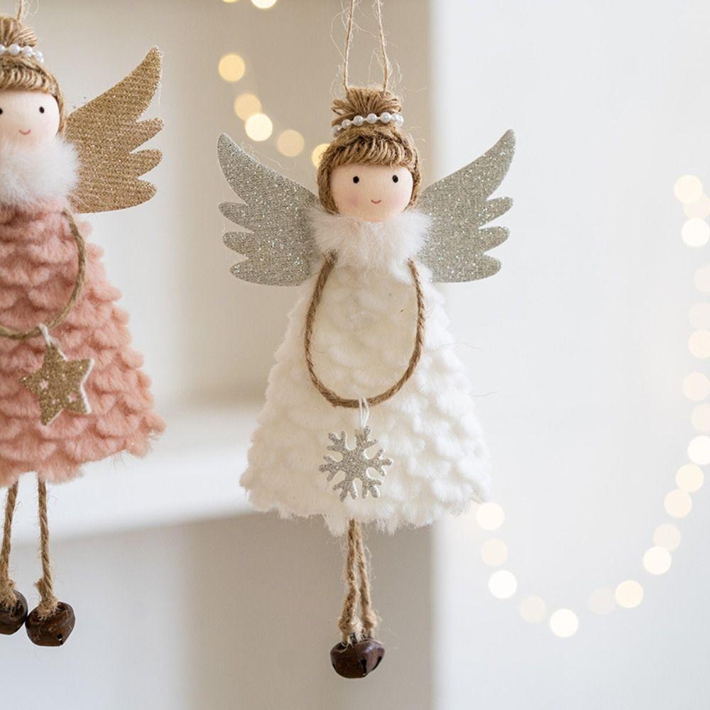 2pcs Cartoon Angel Girl Pendant Plush Christmas Tree Hanging Decoration New Year Festival Gifts