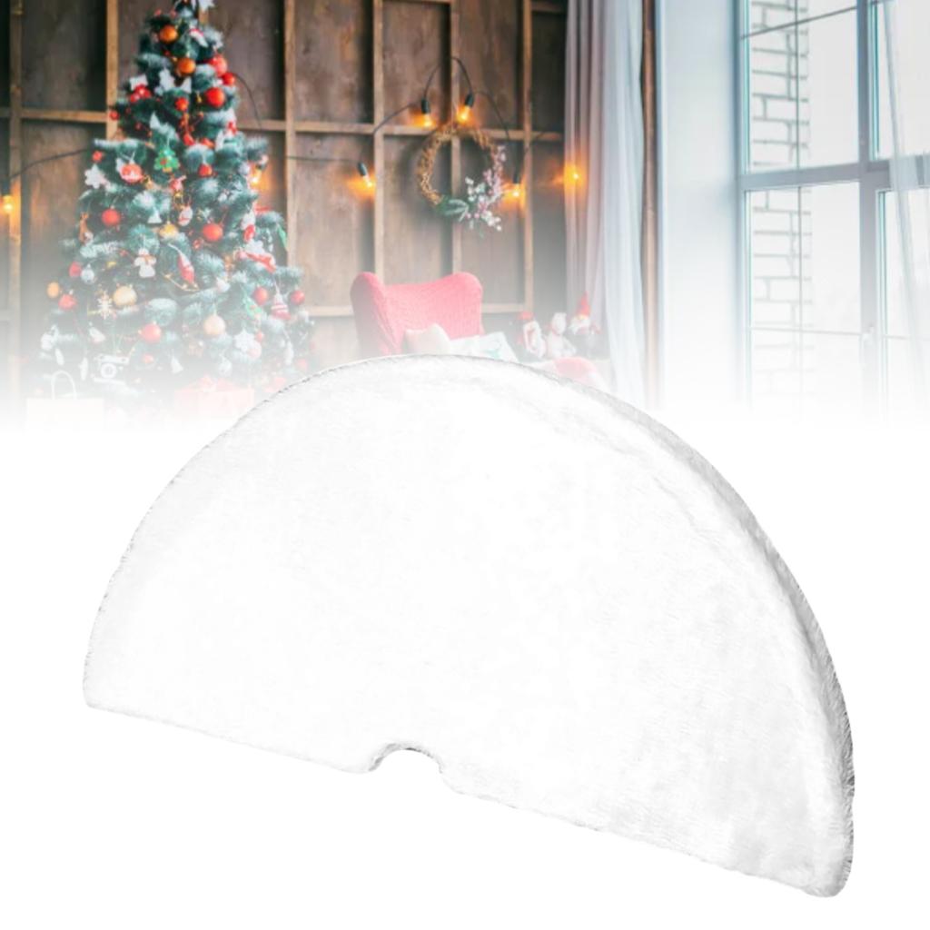 White Tree Skirt 140CM Plush Festival Tree Base Decoration for Family Gathering Holiday Party