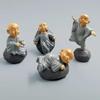 4Pcs Chinese Buddhist Monks Miniature Bonsai Garden Furniture Resin Craft Figurine Fairy Garden Decoration Desktop Decor
