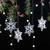 6 Stück Acryl Weihnachts-Schneeflocken-Dekorationen, Weihnachtsbaum-Anhänger, Hängende Ornamente, Dekorative Anhänger