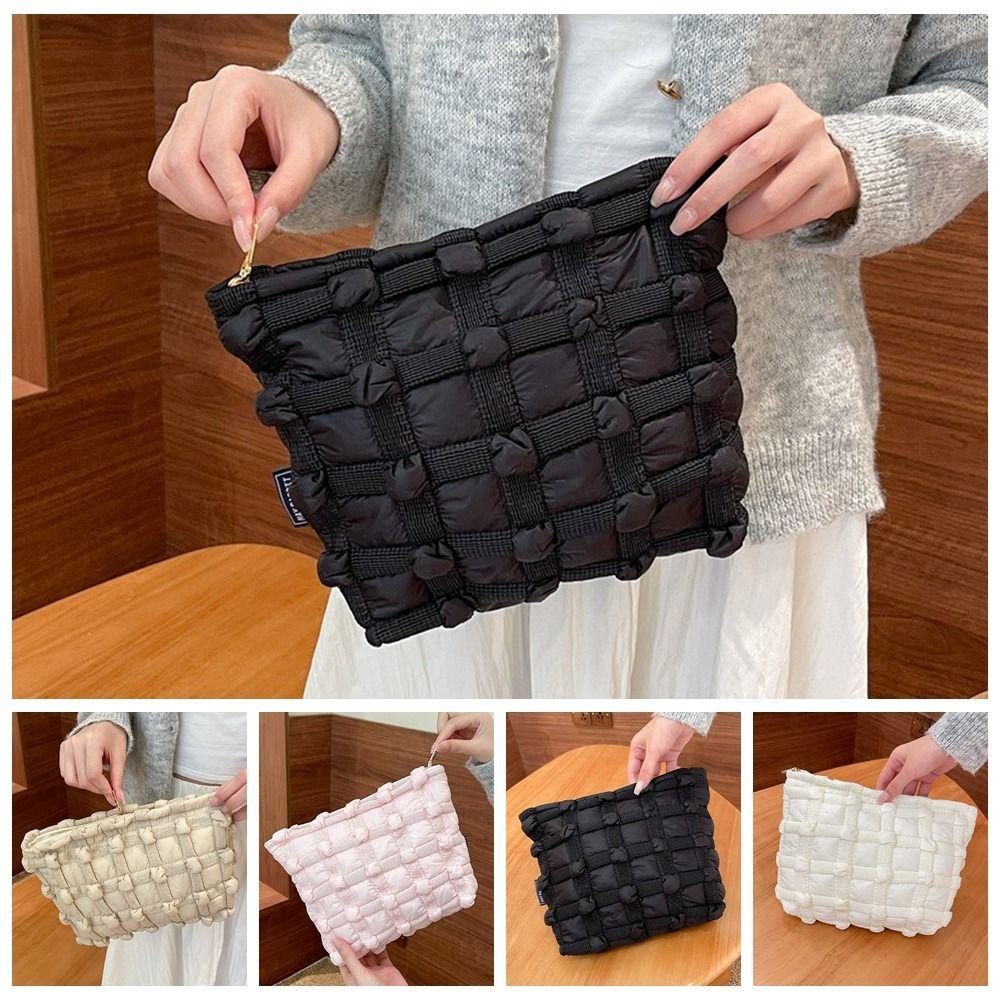 

Zipper Bubble Makeup Bag Korean Style Cosmetic Bag Simple Cloud Clutch Bag Travel хаки