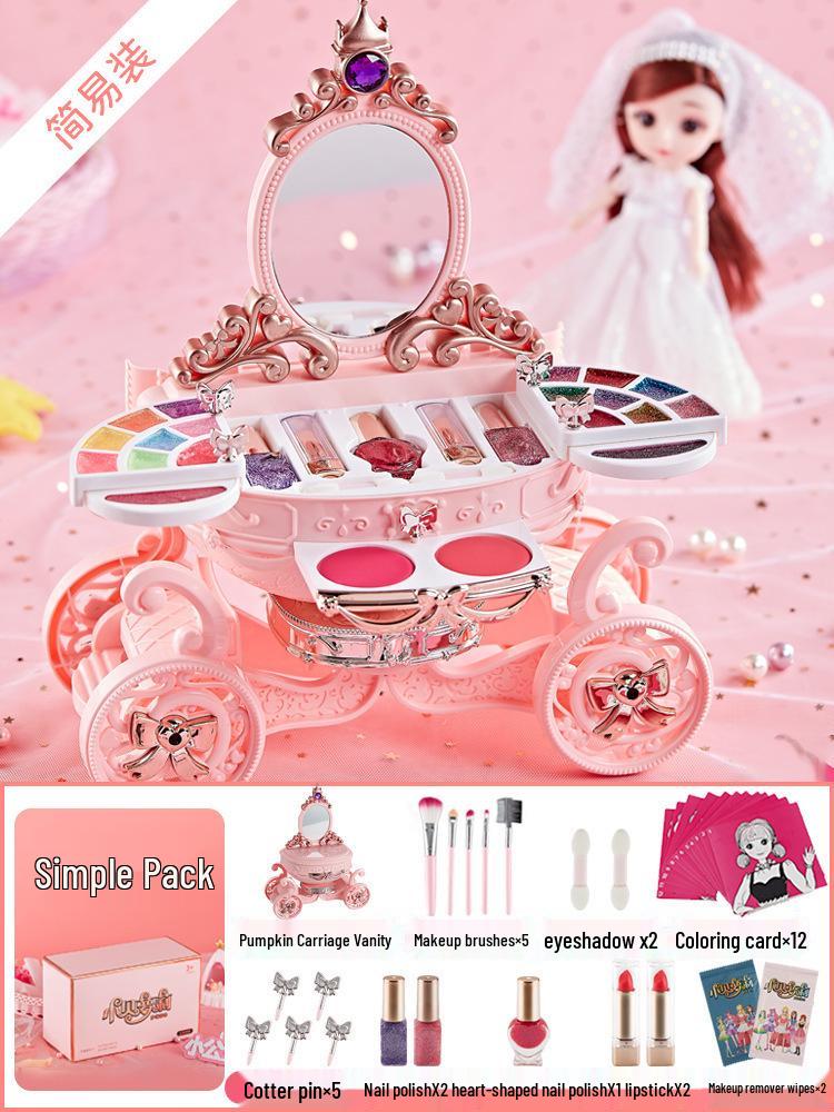 Non-Toxic Kids' Makeup Set: Princess Dressing Table & Simulation Playhouse Gift for Girls