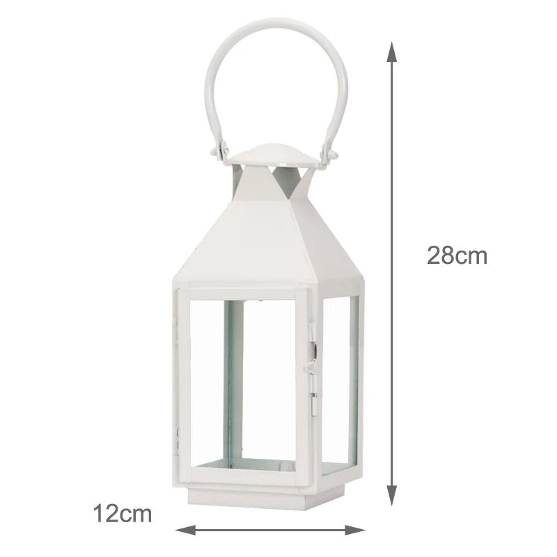 Подсвечник из железа и стекла в европейском стиле, фонарь для свечей в марокканском стиле, черный, белый, цвет бронзы