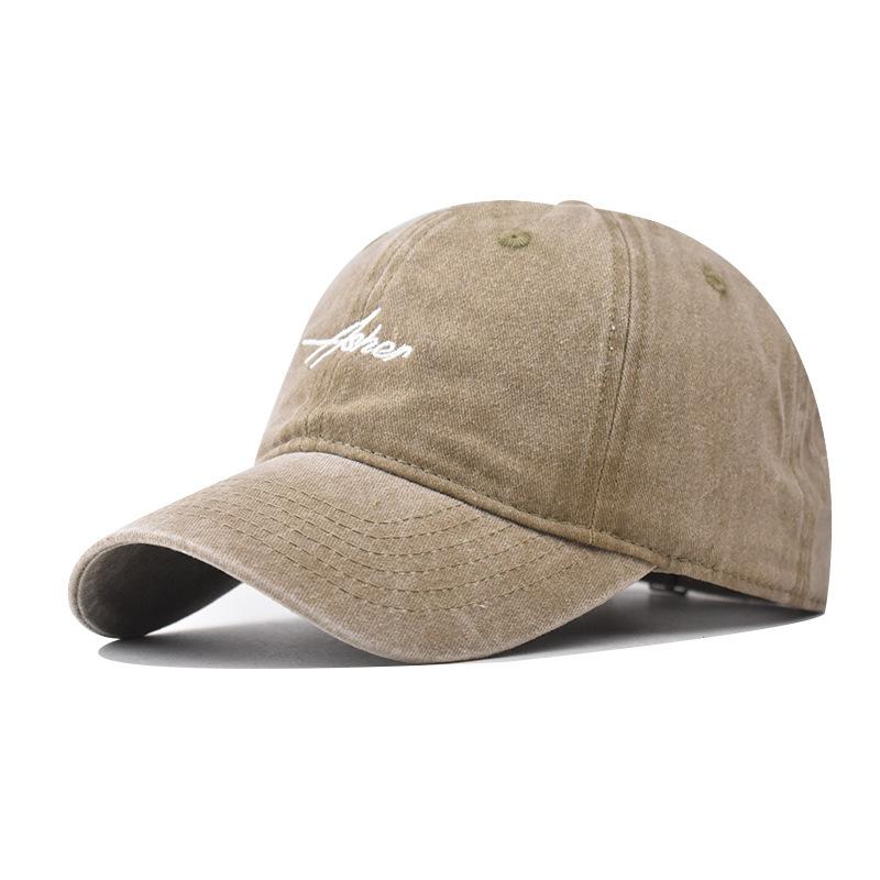 Four Seasons Hochwertige gewaschene koreanische Ausgabe Personalisierte Alphabet-Baseballkappe Schwarze große bestickte Sonnenkappe