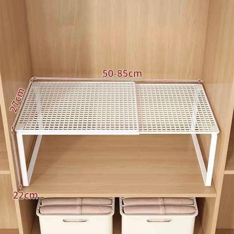 1pc Scalable Wardrobe Layered Storage Shelf Large-Capacity Stackable Partition Board Rack Cabinet Organizer Fully Utilize Space