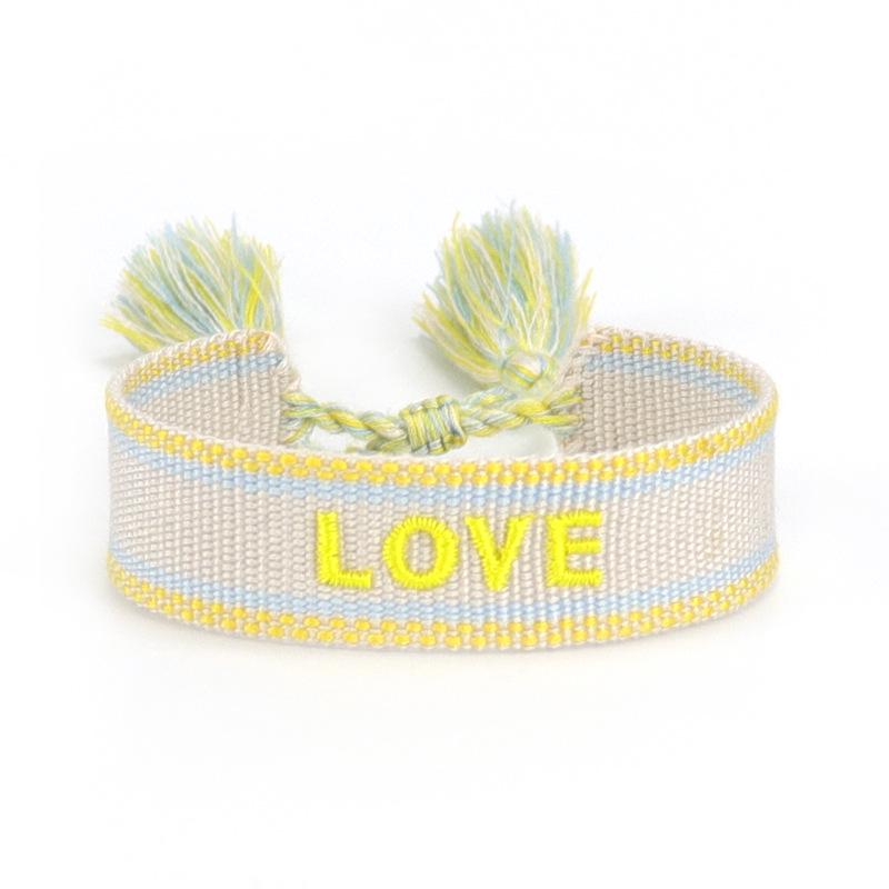 Handmade European Style Embroidered Love Bracelet with Tassels for Girls