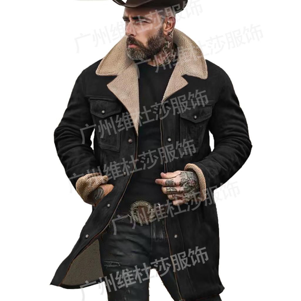 Men's 2026 Autumn/Winter Suede Patchwork Jacket with Multi-Pocket Zipper