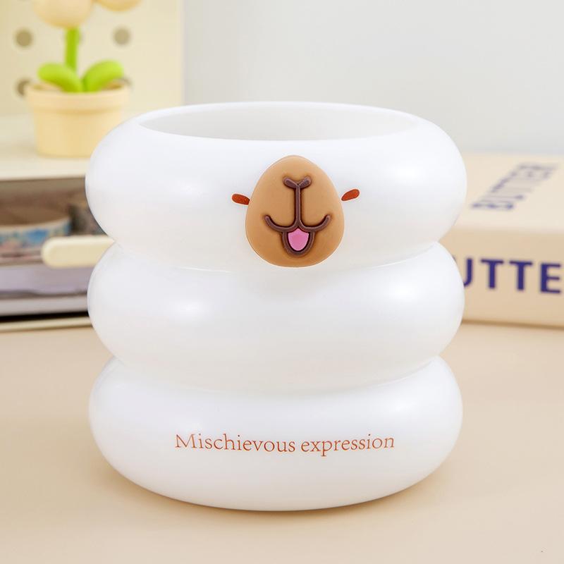 Cute Cartoon Capybara Pencil Container Office Desk Pen Container Desktop Organizer Stationery Organizer Creative Pencil Bucket