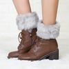 Winter Fold-Over Boot Socks - Knitted Leg Warmers with Faux Fur Cuff, Women's Short Boot Toppers for Ankle Boots & Snow Boots