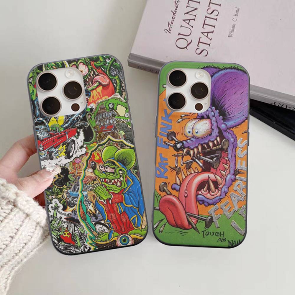 Funny Rat Fink For IPhone 15 16 17 14 13 12 11 Pro Max 16E 16 Plus 17 Air Corrugated Shockproof Phone Cover