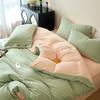 Thickened Milk Fleece Four-Piece Set, Button Coral Fleece Quilt Cover, Bed Three-Piece Set, Fleece Sheet Quilt Cover