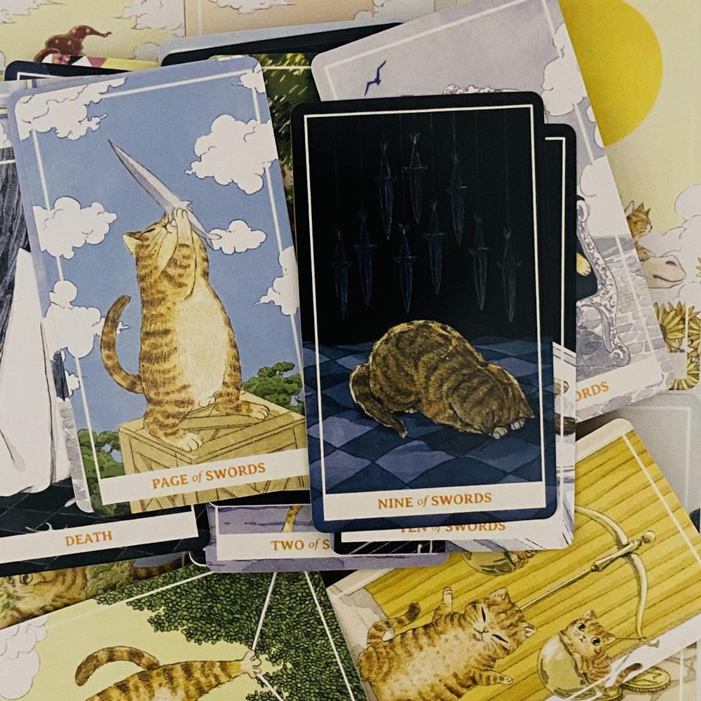 Sunny Orange Cat Tarot Deck 78PCS English Cute Kitten Tarot Cards Divination Edition Deck Borad for Cat Lovers