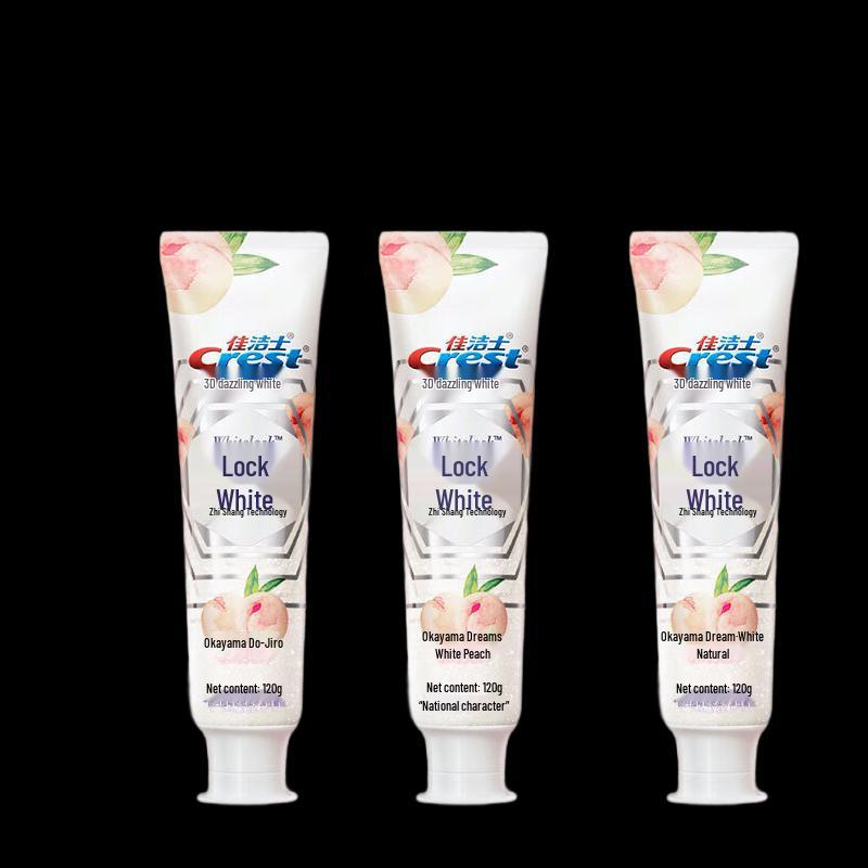 Crest Dual-Color Whitening Toothpaste, Peach Flavor (3x120g)