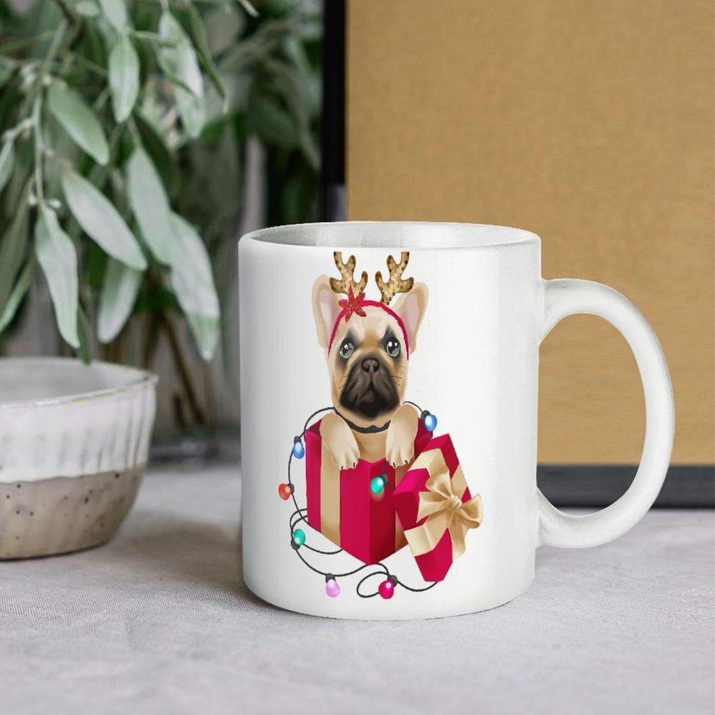 1 Stück 11oz Weiße Keramiktasse mit doppelseitig bedrucktem Kunstwerk Langlebige Kaffeetasse für den täglichen Heim- und Bürogebrauch