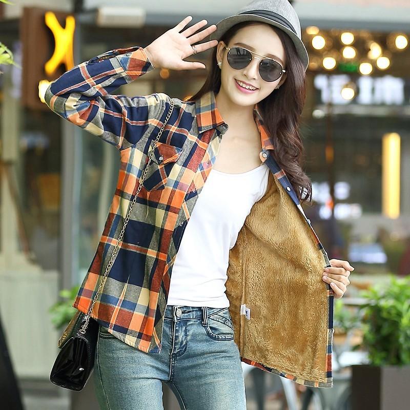 

Зимняя толстая женская теплая клетчатая рубашка, пальто, женская повседневная куртка, топы, брендовая женская верхняя одежда S