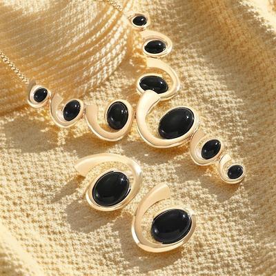 1 Set of Oval Snail Link Necklace and Earrings Set