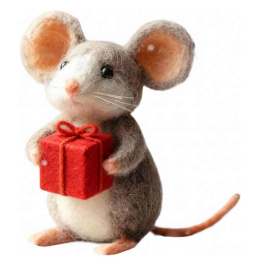 Craft Needle Felting Supply Needle Felted Mouse Handmade Figurine Gifts Mouse Collectible Cute Mouse Mouse Animal Figurine