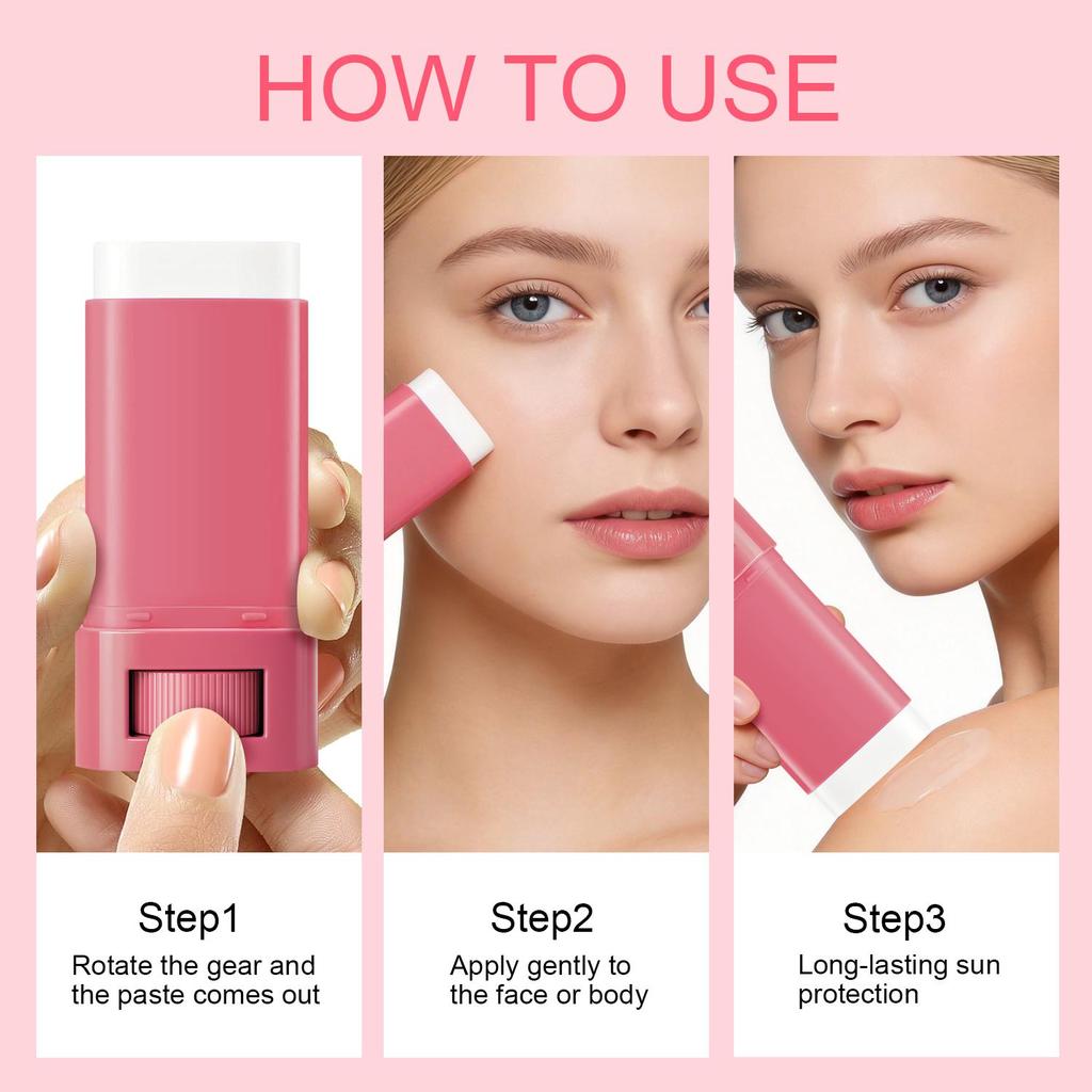 SPF 50 Moisturizing Sunscreen Stick-Leaves Skin Clear, Translucent & Smooth-Hydrating & Moisturizing-Suitable For All Skin Types, 20g