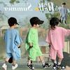 Girls' Mid-Length Summer Dress: Trendy Loose Fit Top and T-Shirt Skirt Combo for Kids