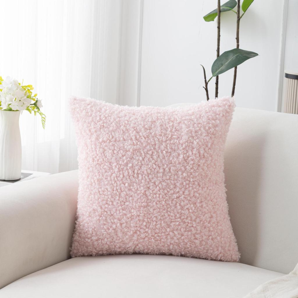 Solid Color Plush Pillow Cover Teddy Velvet Thicke Pillowcase Ultra-Soft Modern Minimalist Sofa 40/45cm Cushion Cover Home Decor