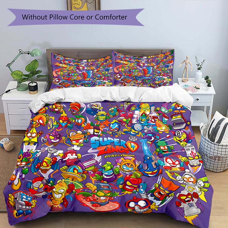 3pcs Superthings pattern bedding set duvet cover set includes duvet cover &pillowcases, perfect all season bedroom decoration & gift