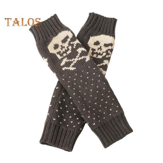 

1 пара перчаток осень-зима без пальцев с принтом черепа, трикотажные, высокоэластичные, нескользящие, сохраняющие тепло, ветрозащитные, в стиле Хэллоуина, унисекс, для езды на велосипеде серый